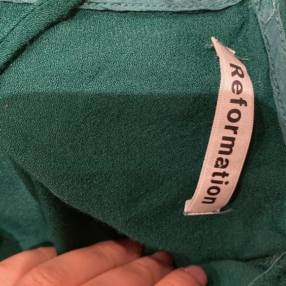 Reformation / Mayer Jumpsuit Forrest green open back cap sleeve 0 - Picture 10 of 11